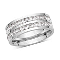 Austrian Crystal Half Eternity Band Ring in Stainless Steel - Sticky add to cart bar