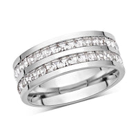 Austrian Crystal Half Eternity Band Ring in Stainless Steel