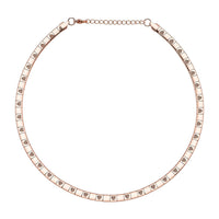 Omega Heart Pattern Collar Necklace 17-19 Inches in ION Plated Rose Gold Stainless Steel 15.50 Grams