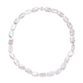 Long Square Shape White Keshi Pearl Necklace 20 Inches in Rhodium Over Sterling Silver - Sticky add to cart bar