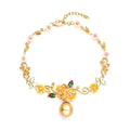 Jardin Collection South Sea Pearl and Carved Mother Of Pearl , Multi Gemstone Bracelet in Vermeil YG Over Sterling Silver (9.50 In) 2.35 ctw - Sticky add to cart bar