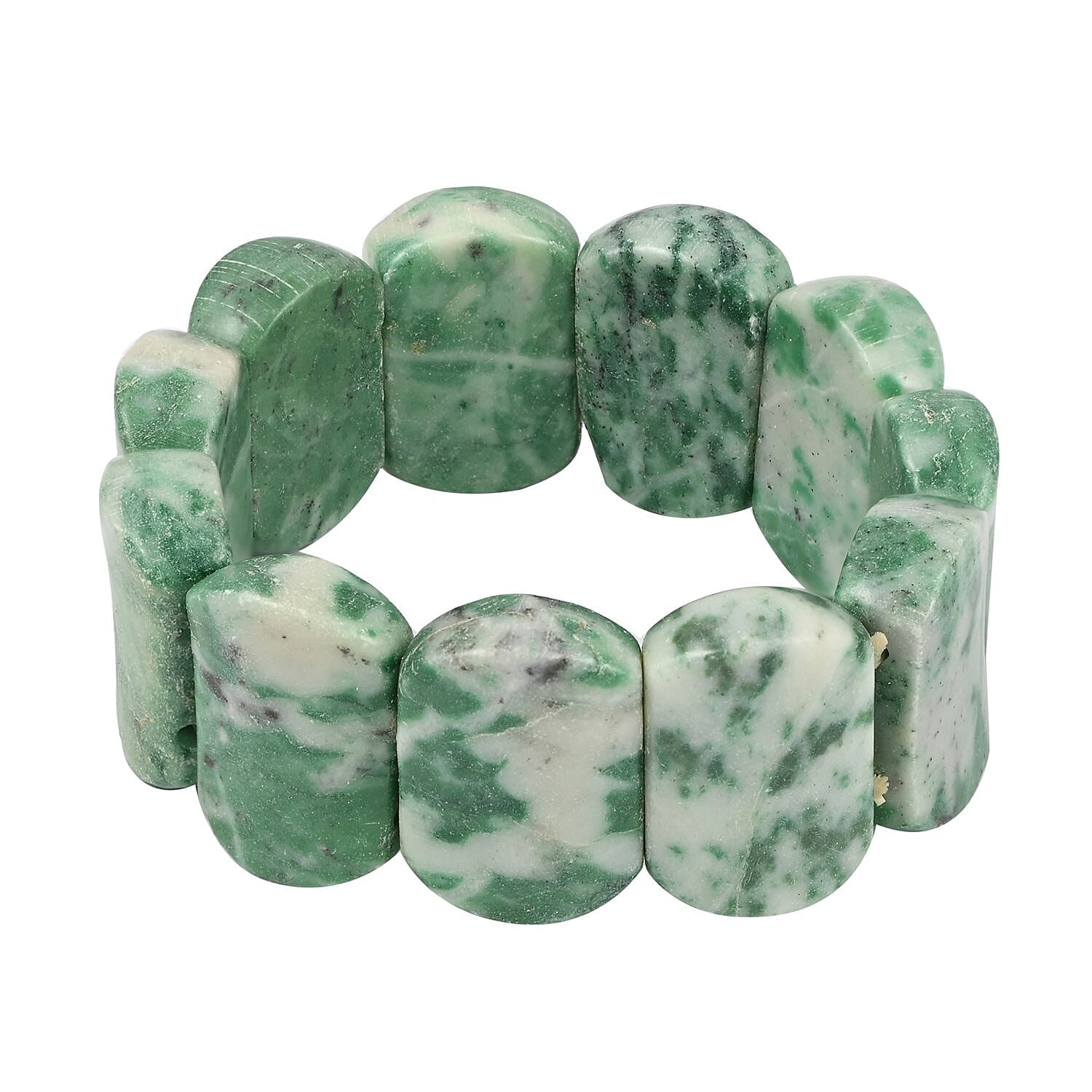 Green Jasper Beaded Stretch Bracelet 405.00 ctw