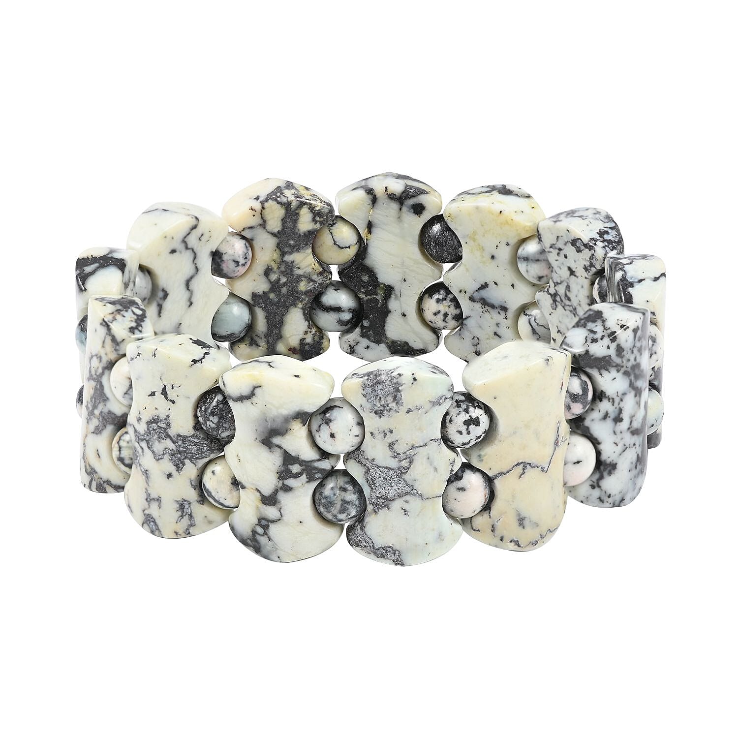 SUNRISE DEAL Lab Created White Turquoise Section Stretch Bracelet 255.00 ctw