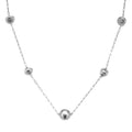 Marvelous Meteorites Paper Clip Chain Station Necklace 20 Inches in Rhodium Over Sterling Silver - Sticky add to cart bar