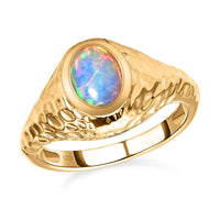 Ethiopian Welo Opal 0.80 ctw Solitaire Ring in 14K Yellow Gold Over Sterling Silver (Size 10.0)