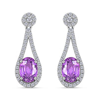 Certified and Appraised Iliana 18K White Gold AAA Madagascar Purple Sapphire and G-H SI Diamond Earrings 2.10 ctw