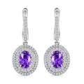 Certified and Appraised Iliana 18K White Gold AAA Madagascar Purple Sapphire and G-H SI Diamond Earrings 5.30 Grams 2.20 ctw - Sticky add to cart bar