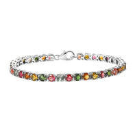 Multi-Tourmaline Tennis Bracelet in Platinum Over Sterling Silver (8.00 In) 8.25 Grams 11.90 ctw