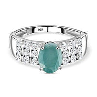 Grandidierite and White Zircon 1.62 ctw Ring in Platinum Over Sterling Silver (Size 11.5)
