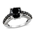 Black Diamond and Diamond Ring in Rhodium and Platinum Over Sterling Silver (Size 10.0) 5.00 ctw - Sticky add to cart bar