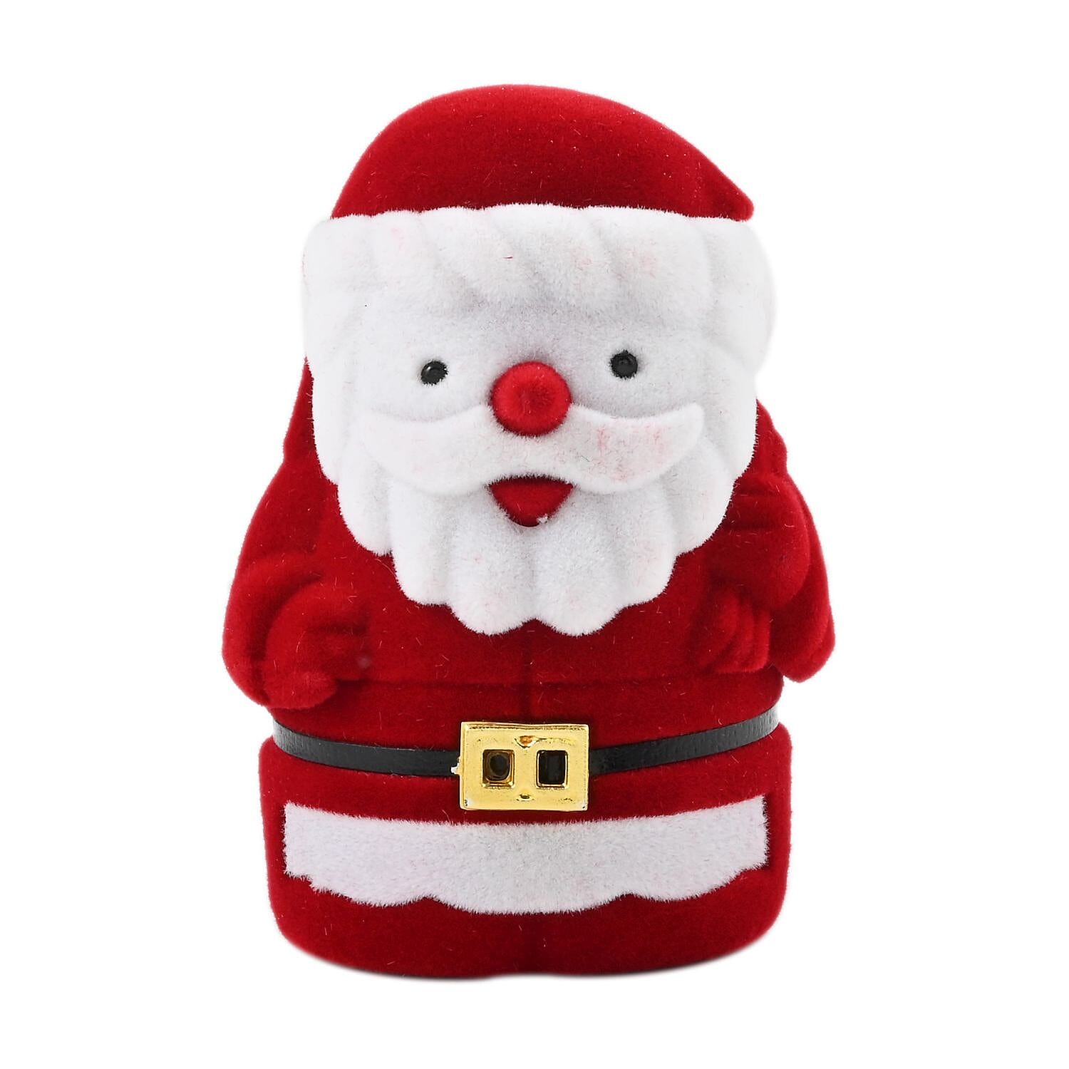 Red and White Velvet Santa Claus Shape Ring Box (1.85"x1.65"x2.64")