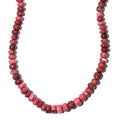 Norwegian Thulite Beaded Necklace 20 Inches in Rhodium Over Sterling Silver 168.00 ctw - Sticky add to cart bar
