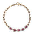 Premium Mozambique Ruby and Moissanite Paper Clip Chain Bracelet in Vermeil Yellow Gold Over Sterling Silver (7.25 In) 2.10 ctw - Sticky add to cart bar