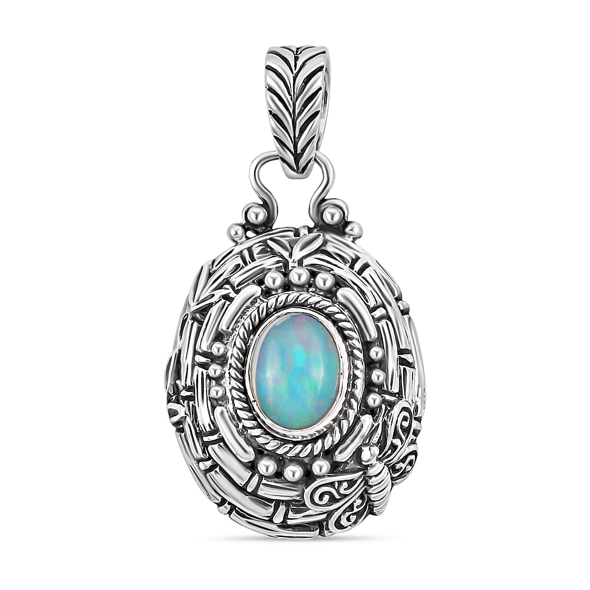 Bali Legacy Premium Ethiopian Welo Opal Pendant in Sterling Silver 1.25 ctw