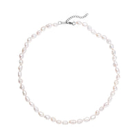 Double Shine White Freshwater Pearl 6-8mm Necklace 18 Inches in Stainless Steel