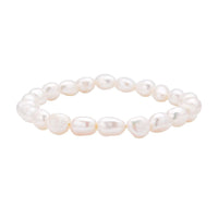 Double Shine White Freshwater Pearl Stretch Bracelet