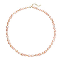 Peach Freshwater Pearl 6-8mm Necklace (18-20 Inches) in Goldtone