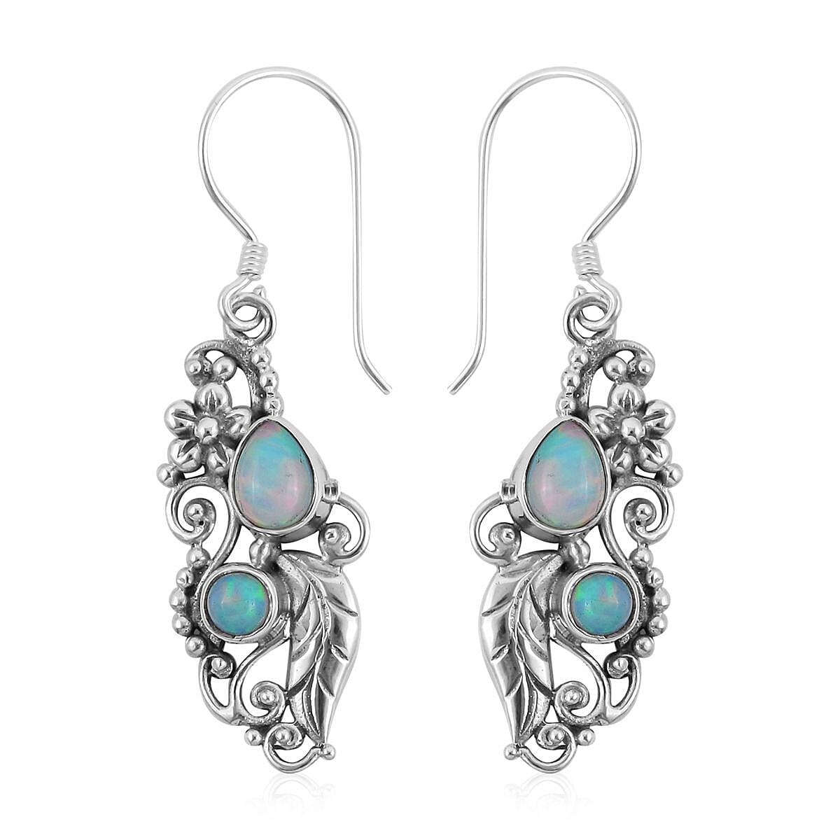 Bali Legacy Premium Ethiopian Welo Opal Earrings in Sterling Silver 10 Grams 1.15 ctw