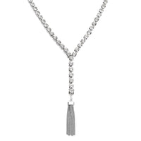 Austrian Crystal Lariat Necklace 28-30 Inches in Silvertone
