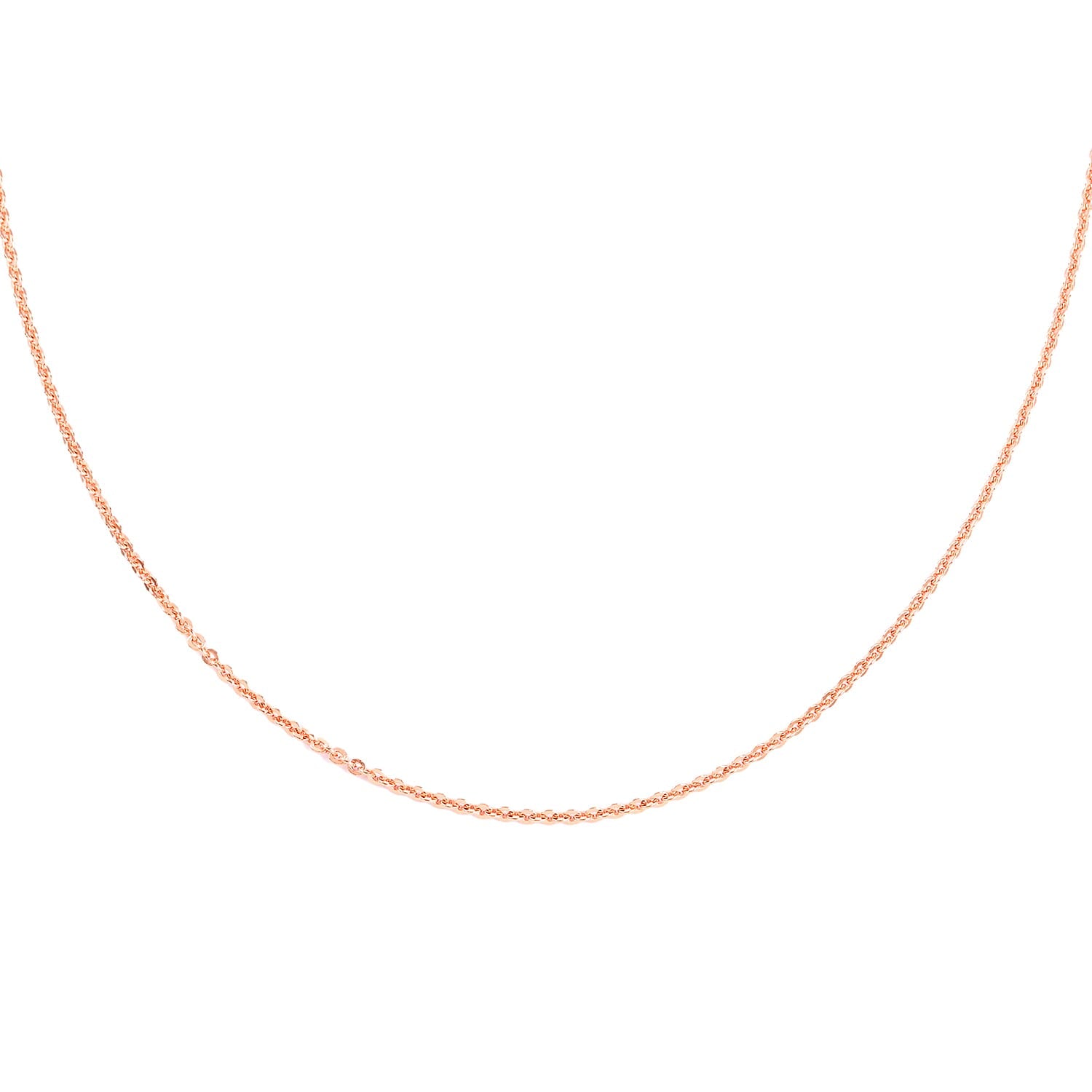 14K Rose Gold Over Sterling Silver 1.54 mm Rolo Chain Necklace 24 Inches with Bolo Adjuster 3.70 Grams