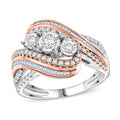 NY Closeout 10K White and Rose Gold G-H I2 Diamond Bypass Twist Ring (Size 7.0) 5.30 Grams 1.00 ctw - Sticky add to cart bar