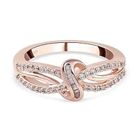 Natural Pink and White Diamond 0.25 ctw Ring in Vermeil Rose Gold Over Sterling Silver (Size 10.0)