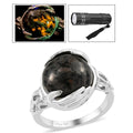Natural Yooperlite Solitaire Ring in Platinum Over Sterling Silver 7.35 ctw with Free UV Torch - Sticky add to cart bar