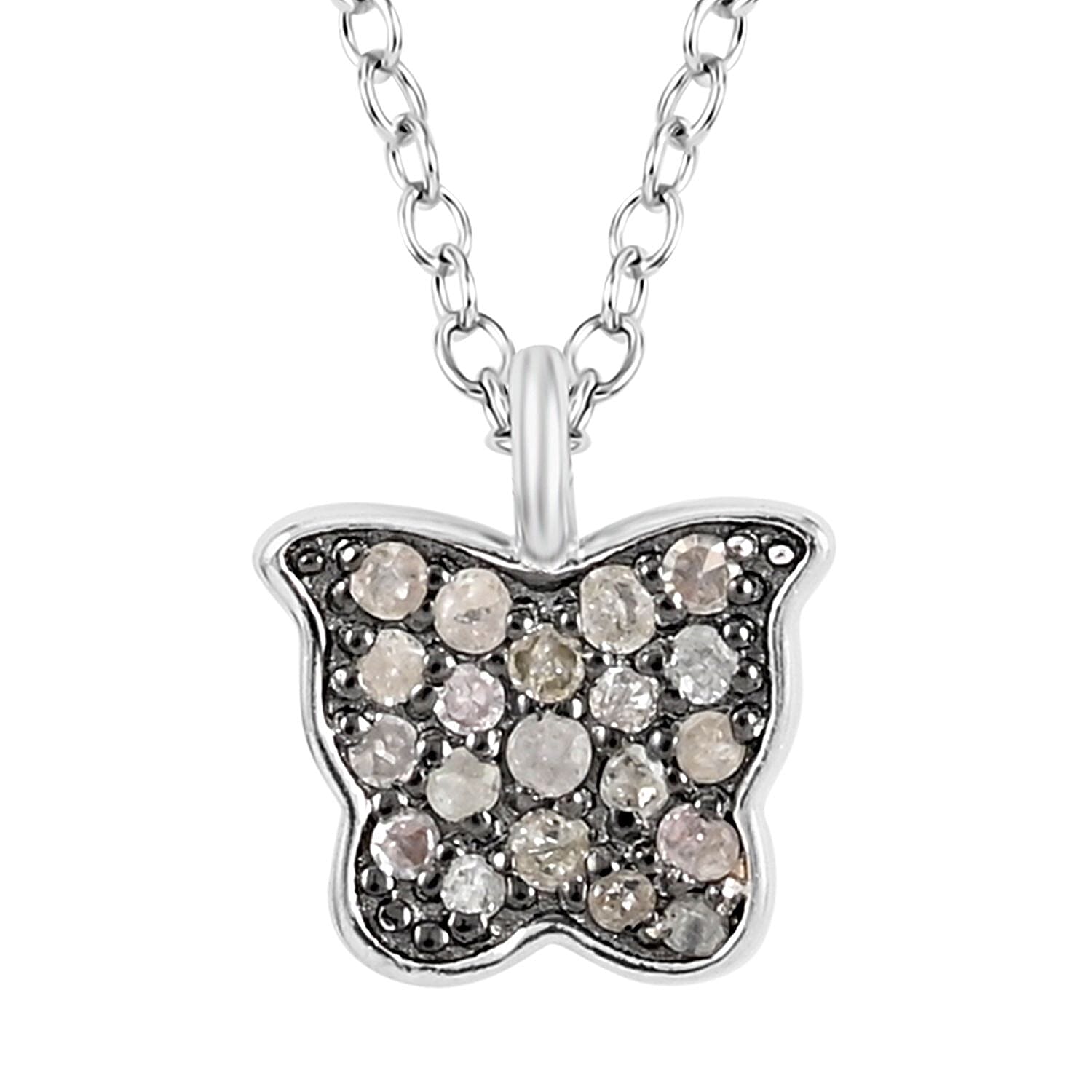 Brown Diamond Cross Necklace 18 Inches in Rhodium and Sterling Silver 0.15 ctw