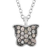 Brown Diamond Cross Necklace 18 Inches in Rhodium and Sterling Silver 0.15 ctw