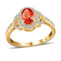Certified & Appraised ILIANA 18K Yellow Gold AAA Songea Sapphire, Diamond (G-H, SI) (0.32 cts) Ring (Size 7.0) (3.40 g) 1.40 ctw