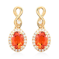 Certified & Appraised  Iliana 18K Yellow Gold AAA Songea Sapphire and G-H SI Diamond Earrings 2.53 Grams 2.25 ctw