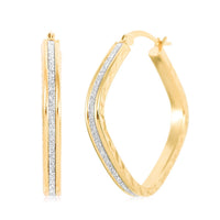 Sterling Silver Sparkle Squared Hoop Earrings (3.10 g)