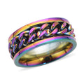 Cuban Chain Spinner Ring in ION Plated Rainbow Stainless Steel - Sticky add to cart bar