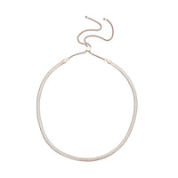 Herringbone Chain Necklace with Adjustable Ball 18-29 Inches in ION Plated RG Stainless Steel