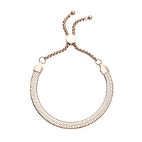 Herringbone Bracelet With Adjustable Ball in ION Plated Rose Gold Stainless Steel (6-9In)