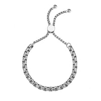 Shiny Box Link Bracelet with Adjustable Ball in ION Plated RG Stainless Steel
