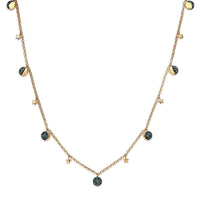 GP Celestial Dream Collection Blue Diamond Moon Phase Necklace 20 Inches in Vermeil Yellow Gold Over Sterling Silver 0.50 ctw