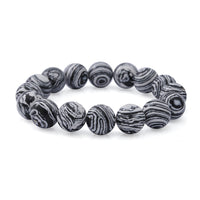 Multi Color Malachite 12mm Beaded Stretch Bracelet 150.00 ctw