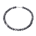 Black and White Color Malachite 10mm Beaded Necklace 18 Inches in Sterling Silver 250.00 ctw - Sticky add to cart bar