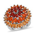Shades of Fire Opal Floral Spray Ring in Platinum Over Sterling Silver (Size 10.0) 7.35 Grams 3.50 ctw - Sticky add to cart bar