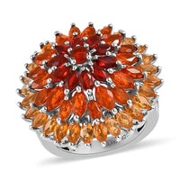 Shades of Fire Opal Floral Spray Ring in Platinum Over Sterling Silver (Size 10.0) 7.35 Grams 3.50 ctw