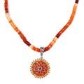 Shades of Fire Opal Floral Spray Pendant with Beaded Necklace 18-20 Inches in Platinum Over Sterling Silver 8 Grams 48.00 ctw - Sticky add to cart bar
