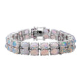 Premium Ethiopian Welo Opal 2 Row Tennis Bracelet in Platinum Over Sterling Silver (6.50 In) 15 Grams 23.00 ctw - Sticky add to cart bar