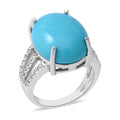 AAA AMERICAN Natural Sleeping Beauty Turquoise and Natural White Zircon Ring in Platinum Over Sterling Silver 14.85 ctw - Sticky add to cart bar