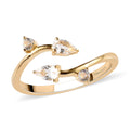White Topaz Floral Snake Bypass Thumb Ring in Vermeil Yellow Gold Over Sterling Silver (Size 19.0) 0.65 ctw - Sticky add to cart bar