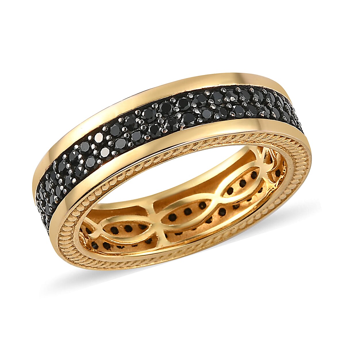 Natural Thai Black Spinel Men's Ring in Vermeil Yellow Gold Over Sterling Silver (Size 10.0) 1.90 ctw (1)