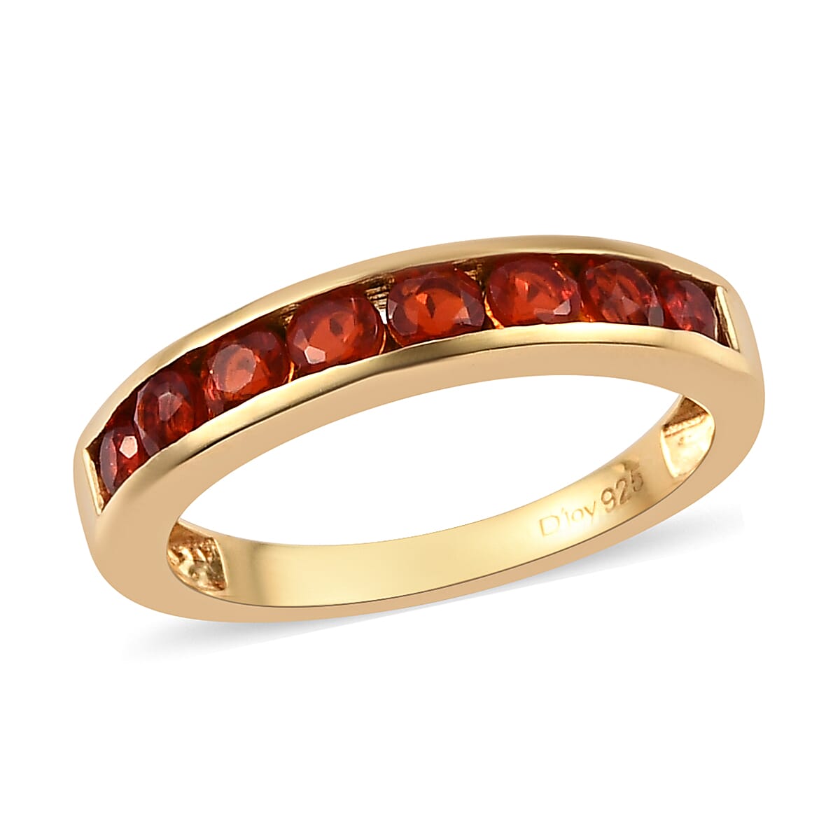 Crimson Fire Opal Half Eternity Band Ring in Vermeil Yellow Gold Over Sterling Silver 0.50 ctw (1)