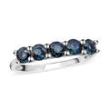 Christmas Doorbuster Deals Indigo Sapphire 5 Stone Ring in Platinum Over Sterling Silver (Size 10.0) 1.00 ctw - Sticky add to cart bar
