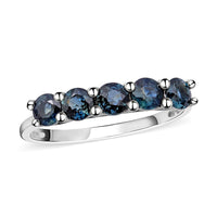 Christmas Doorbuster Deals Indigo Sapphire 5 Stone Ring in Platinum Over Sterling Silver (Size 10.0) 1.00 ctw