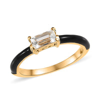 Premium White Topaz Stackable Ring in Vermeil Yellow Gold Over Sterling Silver 0.50 ctw